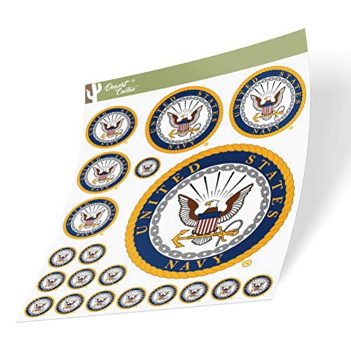 American Vinyl 4-Pack Cell Phone Sized Round US Navy Logo Stickers Naval Seal Insignia 